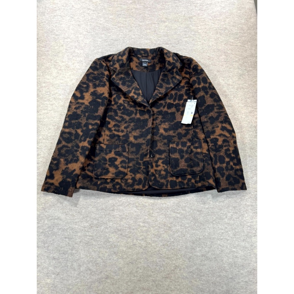 Karen Kane Rustic Charm Leopard Blazer Jacket Womens Medium Brown Black 3L99201